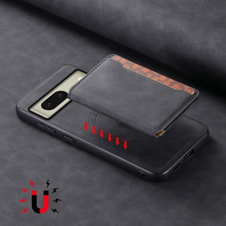 For Google Pixel 8 Denior D13 Retro Texture Leather MagSafe Card Bag Phone Case(Black) - Google Cases by Denior | Online Shopping South Africa | PMC TechLife | Buy Now Pay Later Mobicred