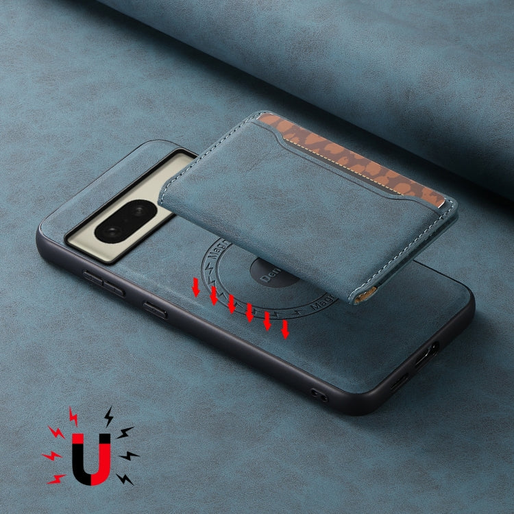 For Google Pixel 8 Denior D13 Retro Texture Leather MagSafe Card Bag Phone Case(Blue) - free shipping - PMC TechLife - Order now!