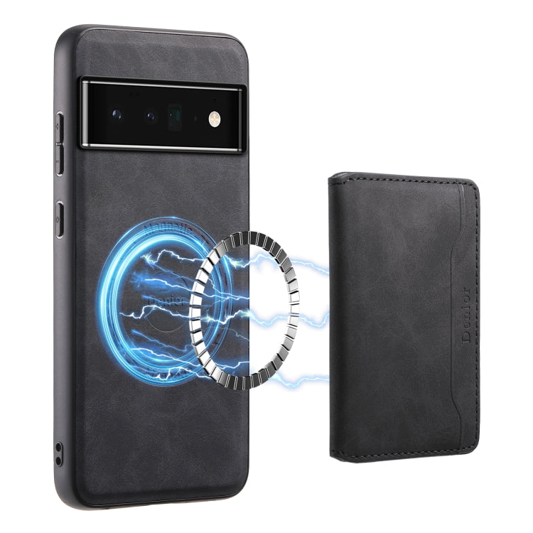 For Google Pixel 6 Pro Denior D13 Retro Texture Leather MagSafe Card Bag Phone Case(Black) - Google Cases by Denior | Online Shopping South Africa | PMC TechLife | Buy Now Pay Later Mobicred