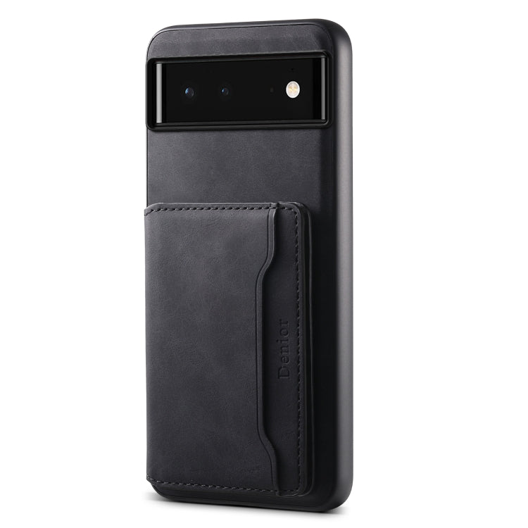For Google Pixel 6 Denior D13 Retro Texture Leather MagSafe Card Bag Phone Case(Black) - Google Cases by Denior | Online Shopping South Africa | PMC TechLife | Buy Now Pay Later Mobicred