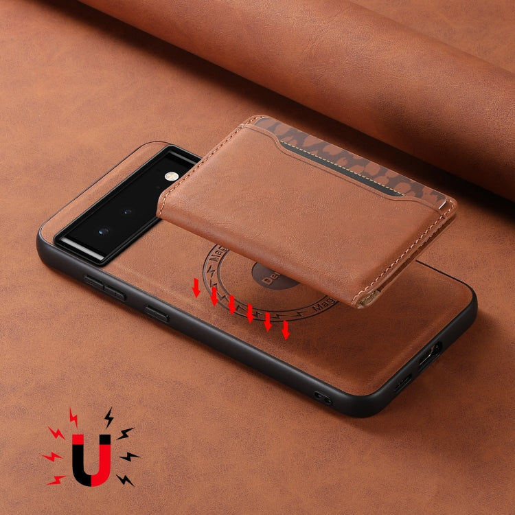For Google Pixel 6 Denior D13 Retro Texture Leather MagSafe Card Bag Phone Case(Brown) - Google Cases by Denior | Online Shopping South Africa | PMC TechLife | Buy Now Pay Later Mobicred