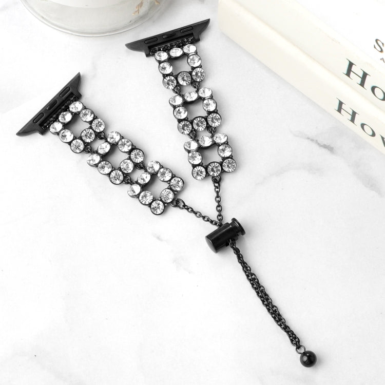 For Apple Watch SE 2023 44mm Rhinestone Metal Bracelet Watch Band(Black) - Watch Bands by PMc TechLife | Online Shopping South Africa | PMc TechLife | Buy Now Pay Later Mobicred