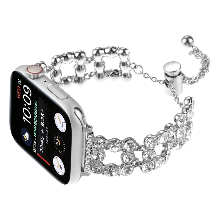 For Apple Watch Series 9 41mm Rhinestone Metal Bracelet Watch Band(Silver) - free shipping - PMC TechLife - Order now!