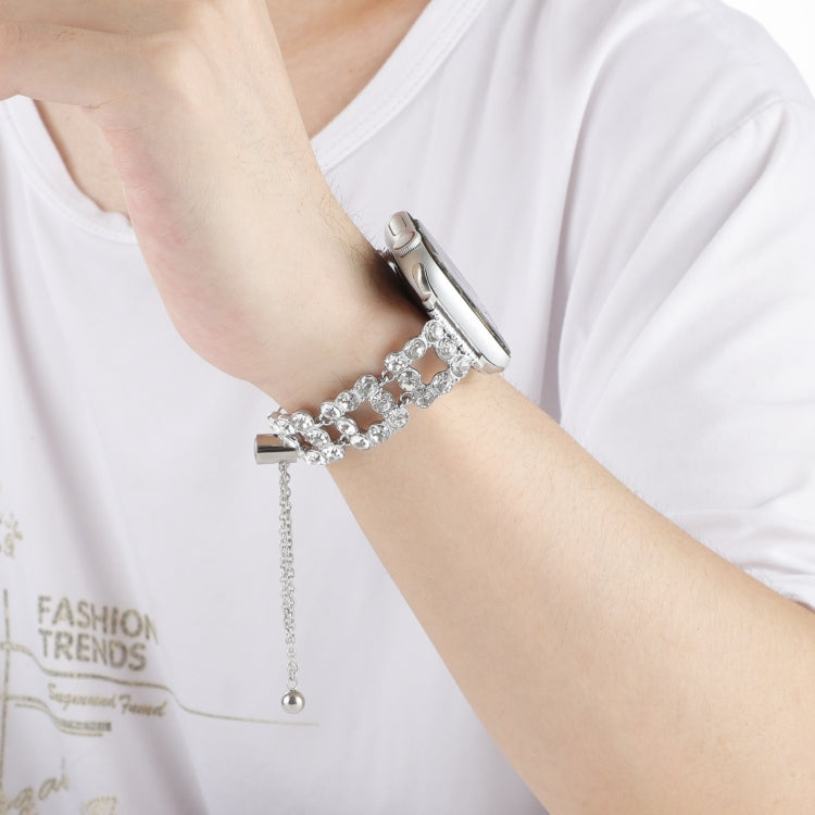 For Apple Watch Series 7 45mm Rhinestone Metal Bracelet Watch Band(Silver) - free shipping - PMC TechLife - Order now!