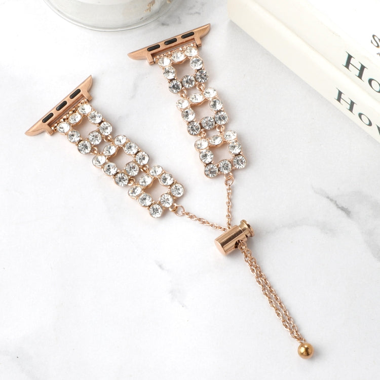 For Apple Watch SE 44mm Rhinestone Metal Bracelet Watch Band(Rose Gold) - free shipping - PMC TechLife - Order now!