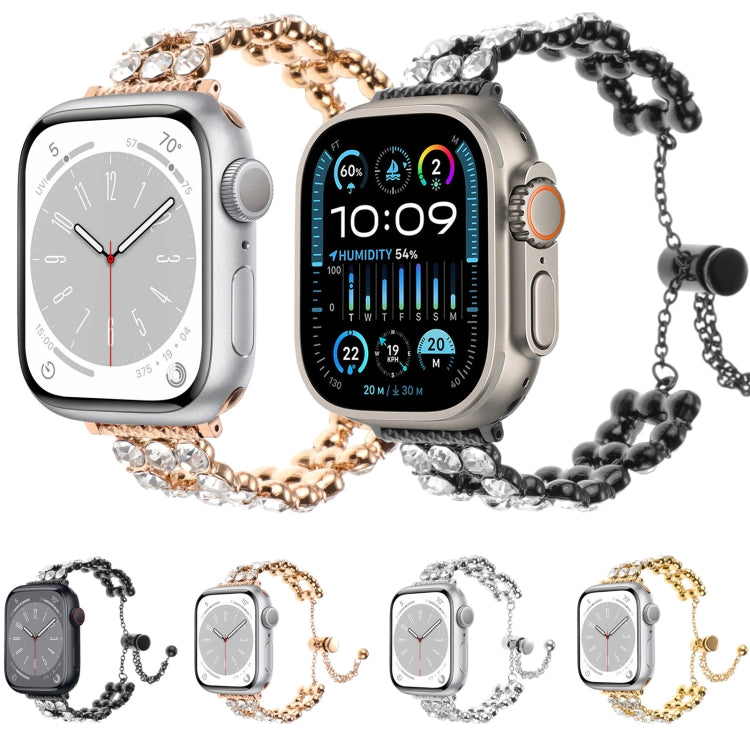 For Apple Watch Ultra 2 49mm Rhinestone Metal Bracelet Watch Band(Gold) - free shipping - PMC TechLife - Order now!