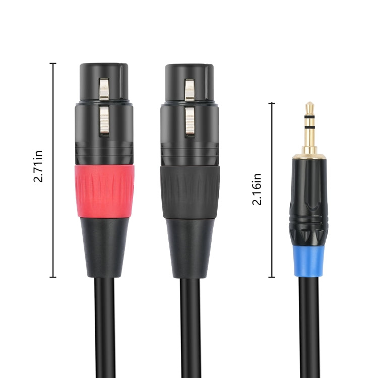 TC195BUXK107RE 3.5mm Male to Dual XLR 3pin Female Audio Cable, Length:1m(Black) - Microphone Audio Cable & Connector by PMC TechLife | Online Shopping South Africa | PMC TechLife | Buy Now Pay Later Mobicred
