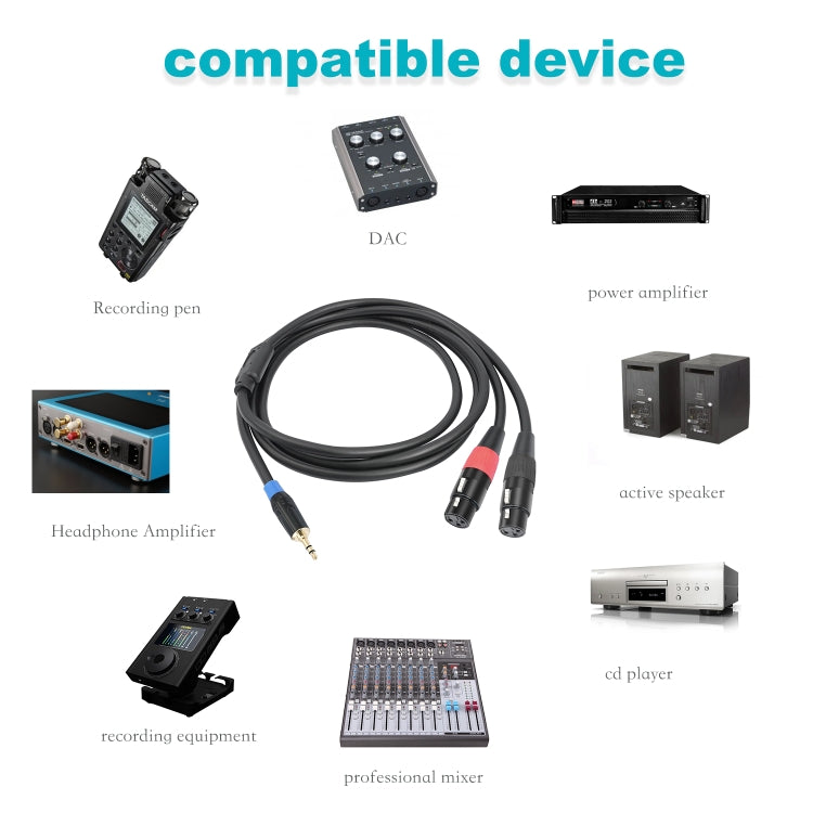 TC195BUXK107RE 3.5mm Male to Dual XLR 3pin Female Audio Cable, Length:1m(Black) - Microphone Audio Cable & Connector by PMC TechLife | Online Shopping South Africa | PMC TechLife | Buy Now Pay Later Mobicred