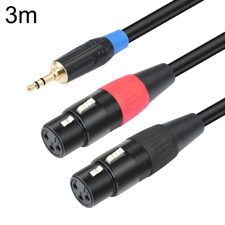 TC195BUXK107RE 3.5mm Male to Dual XLR 3pin Female Audio Cable, Length:3m(Black) - Microphone Audio Cable & Connector by PMC TechLife | Online Shopping South Africa | PMC TechLife | Buy Now Pay Later Mobicred