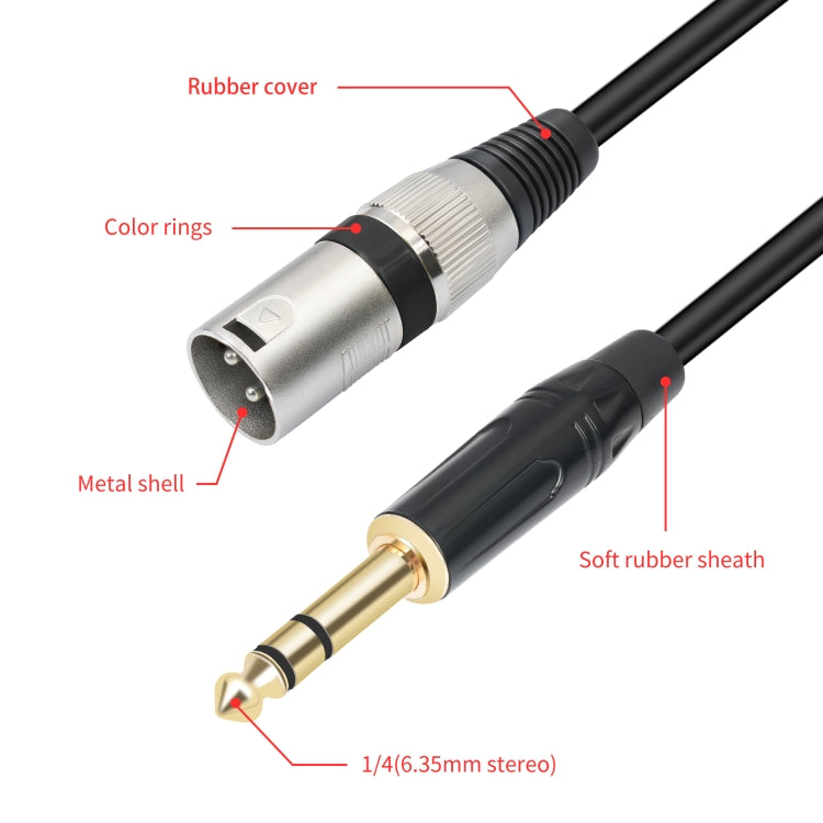 TC145BK55 6.35mm 1/4 TRS Male to XLR 3pin Male Microphone Cable, Length:10m(Black) - Microphone Audio Cable & Connector by PMC TechLife | Online Shopping South Africa | PMC TechLife | Buy Now Pay Later Mobicred