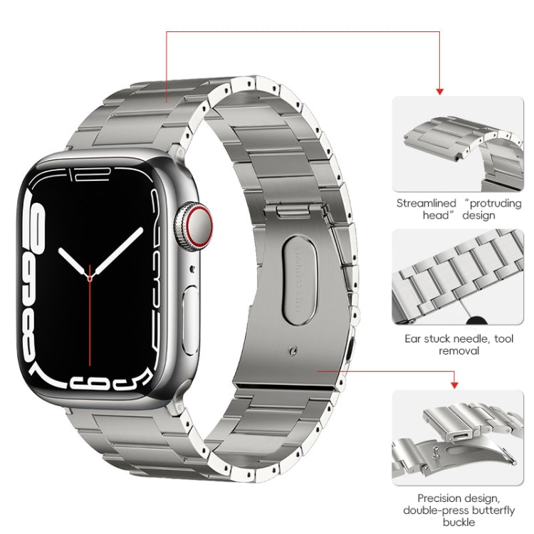For Apple Watch Series 3 38mm PG63 Three-Bead Protrusion Titanium Metal Watch Band(Silver) - free shipping - PMC TechLife - Order now!