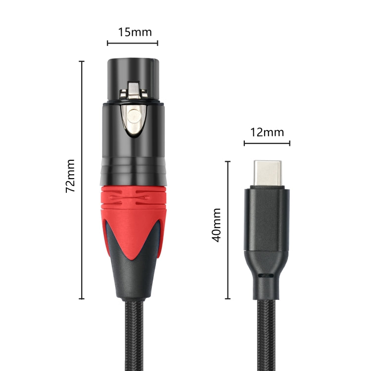 TY03RE Type-C Male to XLR Female Audio Cable for Dynamic Microphone, Length:2m(Black) - Microphone Audio Cable & Connector by PMC TechLife | Online Shopping South Africa | PMC TechLife | Buy Now Pay Later Mobicred