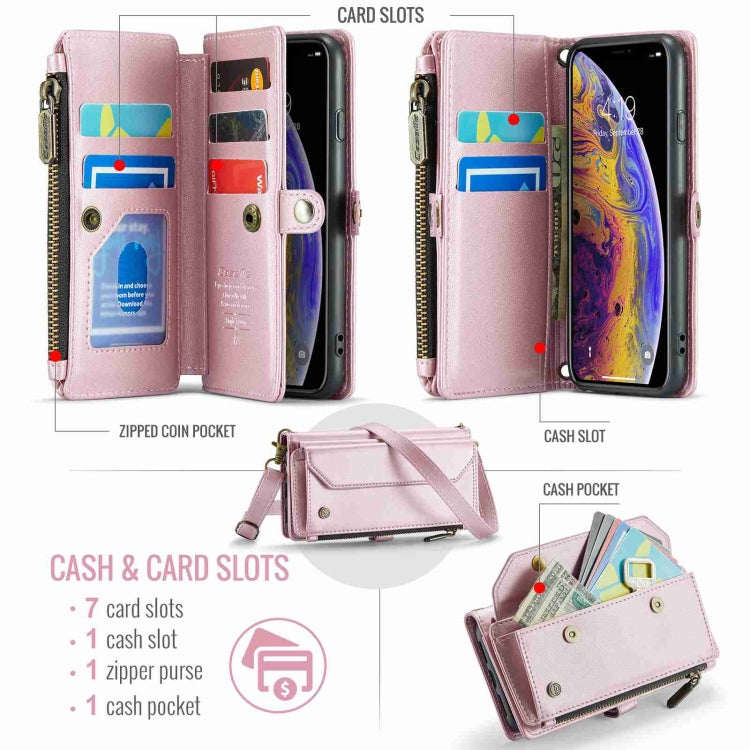For iPhone XS / X CaseMe C36 Card Slots Zipper Wallet RFID Anti-theft Leather Phone Case(Pink) - free shipping - PMC Jewellery - Order now!