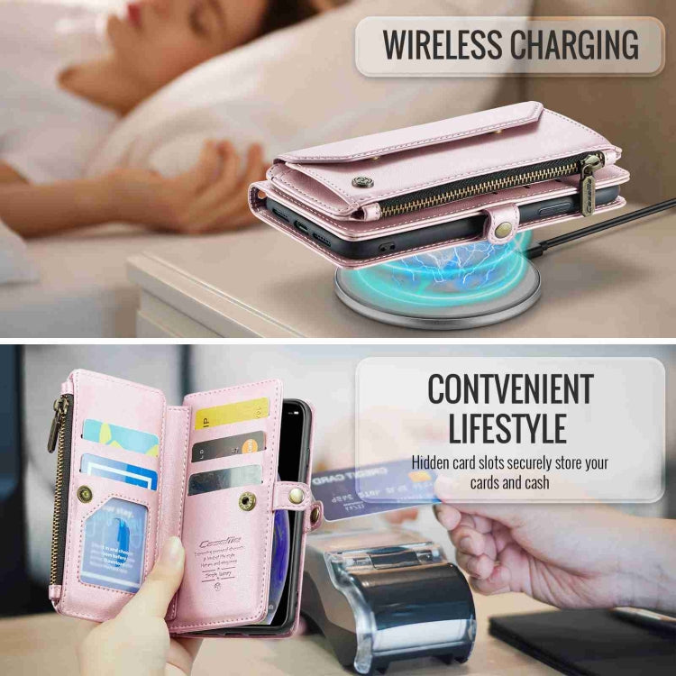 For iPhone XS / X CaseMe C36 Card Slots Zipper Wallet RFID Anti-theft Leather Phone Case(Pink) - free shipping - PMC Jewellery - Order now!