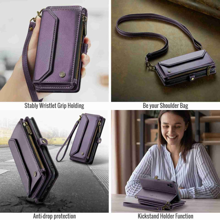 For iPhone XR CaseMe C36 Card Slots Zipper Wallet RFID Anti-theft Leather Phone Case(Purple) - free shipping - PMC Jewellery - Order now!