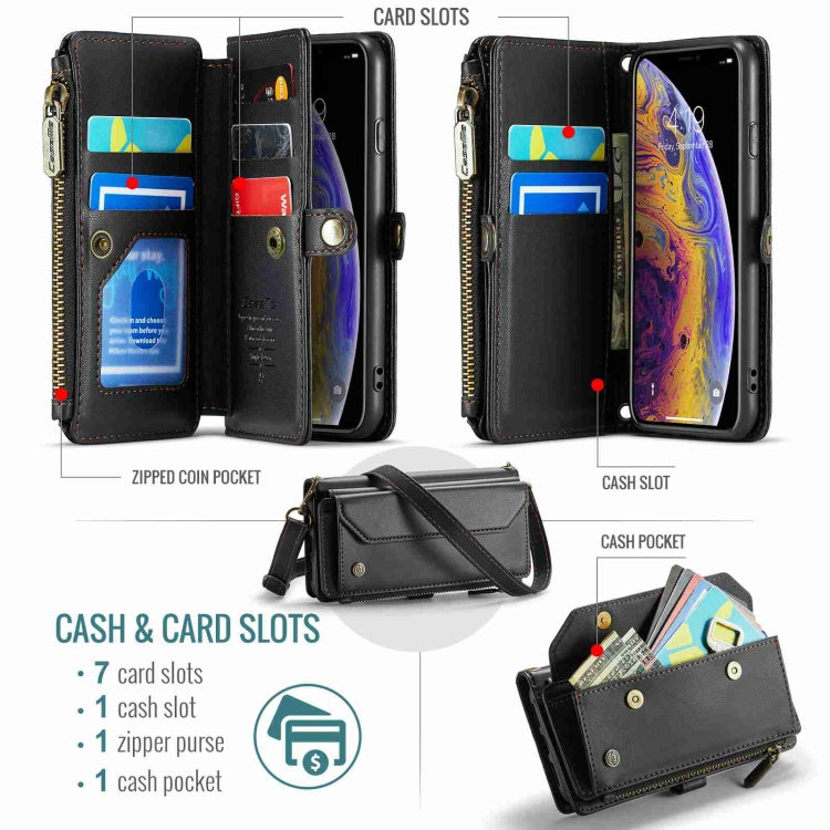 For iPhone XS Max CaseMe C36 Card Slots Zipper Wallet RFID Anti-theft Leather Phone Case(Black) - free shipping - PMC Jewellery - Order now!