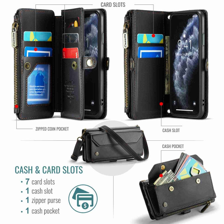 For iPhone 11 Pro CaseMe C36 Card Slots Zipper Wallet RFID Anti-theft Leather Phone Case(Black) - free shipping - PMC Jewellery - Order now!