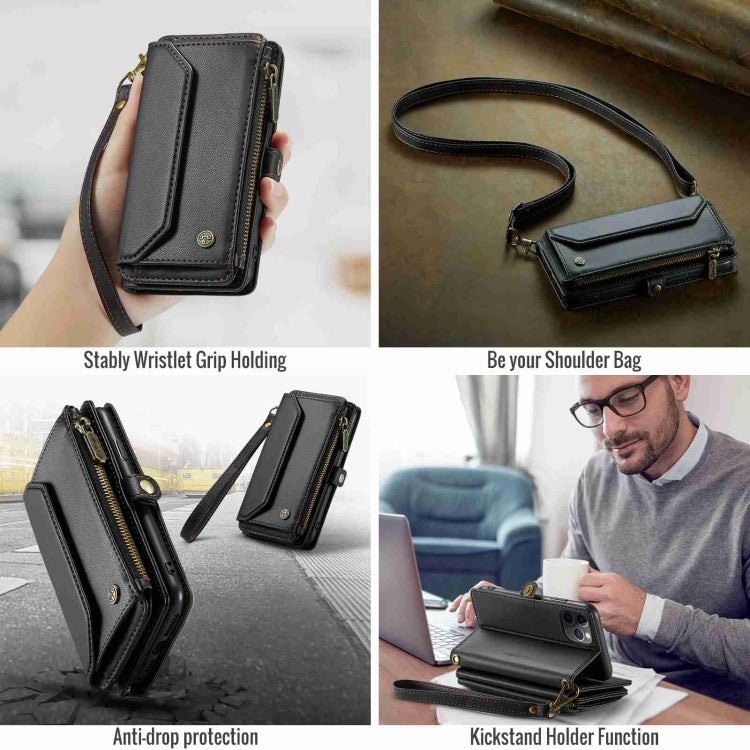 For iPhone 11 Pro CaseMe C36 Card Slots Zipper Wallet RFID Anti-theft Leather Phone Case(Black) - free shipping - PMC Jewellery - Order now!