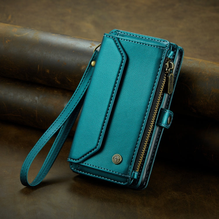 For iPhone 11 Pro CaseMe C36 Card Slots Zipper Wallet RFID Anti-theft Leather Phone Case(Blue-green) - free shipping - PMC Jewellery - Order now!