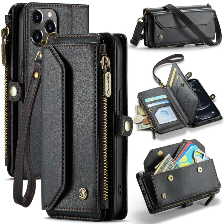 For iPhone 12 Pro Max CaseMe C36 Card Slots Zipper Wallet RFID Anti-theft Leather Phone Case(Black) - free shipping - PMC Jewellery - Order now!