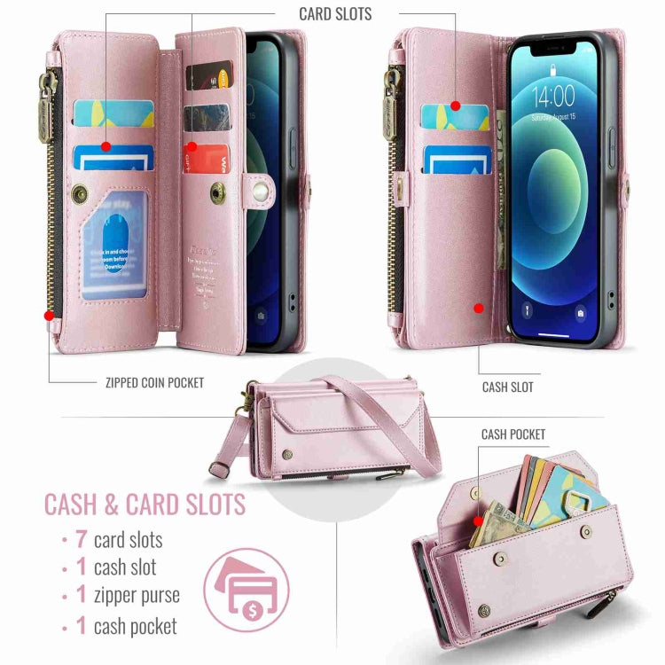 For iPhone 12 mini CaseMe C36 Card Slots Zipper Wallet RFID Anti-theft Leather Phone Case(Pink) - free shipping - PMC Jewellery - Order now!