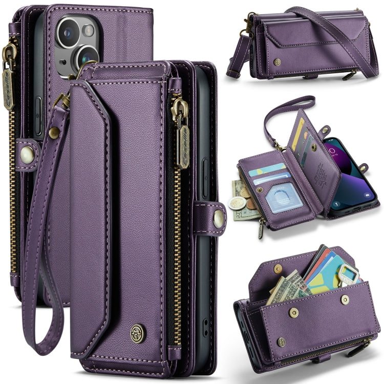 For iPhone 13 CaseMe C36 Card Slots Zipper Wallet RFID Anti-theft Leather Phone Case(Purple) - free shipping - PMC Jewellery - Order now!