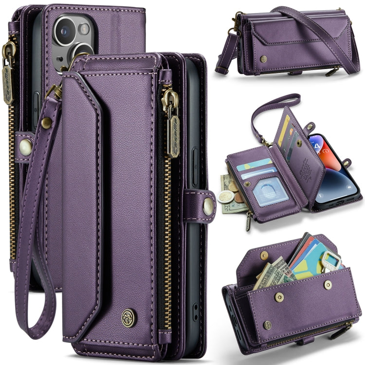 For iPhone 14 CaseMe C36 Card Slots Zipper Wallet RFID Anti-theft Leather Phone Case(Purple) - free shipping - PMC Jewellery - Order now!