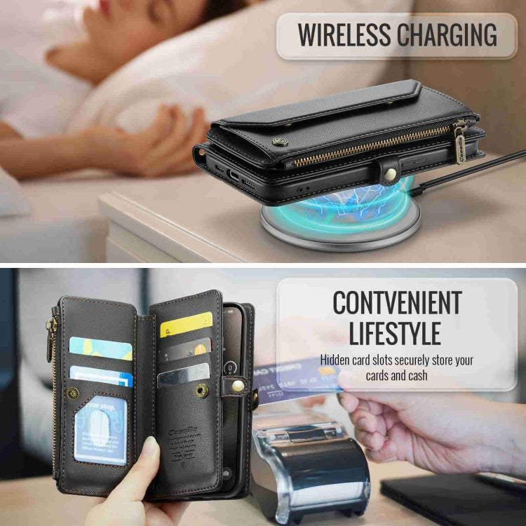 For iPhone 15 Pro Max CaseMe C36 Card Slots Zipper Wallet RFID Anti-theft Leather Phone Case(Black) - free shipping - PMC Jewellery - Order now!