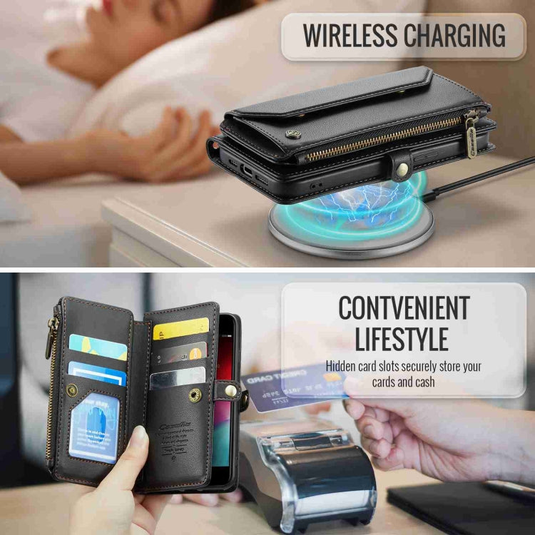 For iPhone 8 / 7 / 6 CaseMe C36 Card Slots Zipper Wallet RFID Anti-theft Leather Phone Case(Black) - free shipping - PMC Jewellery - Order now!