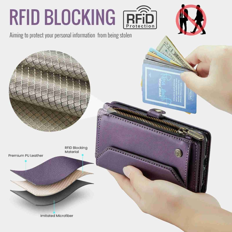 For iPhone 8 / 7 / 6 CaseMe C36 Card Slots Zipper Wallet RFID Anti-theft Leather Phone Case(Purple) - free shipping - PMC Jewellery - Order now!