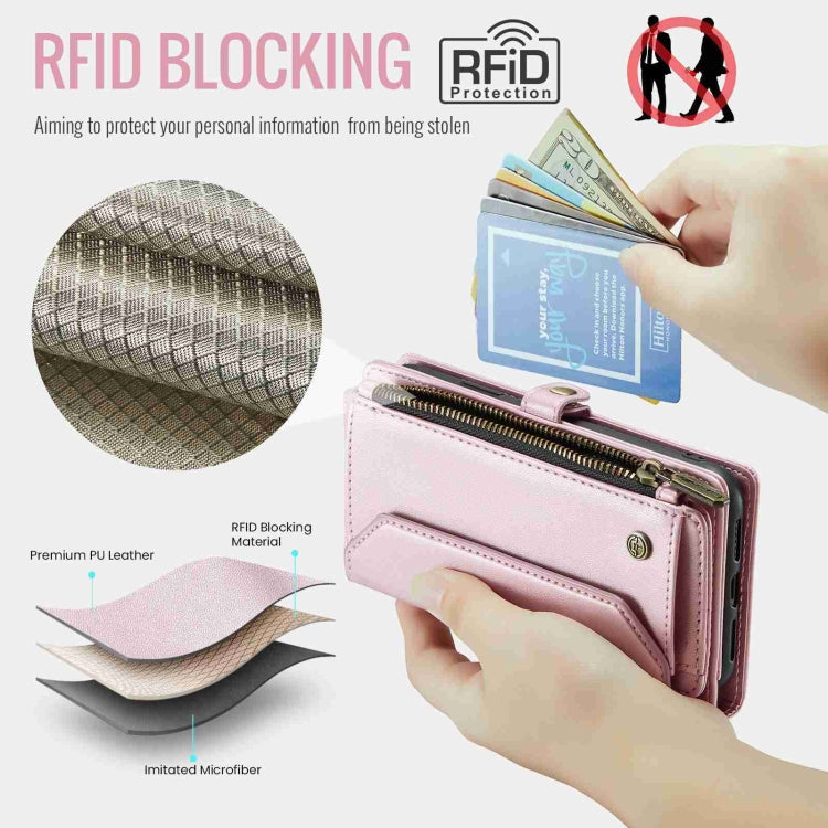 For iPhone 8 Plus / 7 Plus / 6 Plus CaseMe C36 Card Slots Zipper Wallet RFID Anti-theft Leather Phone Case(Pink) - free shipping - PMC Jewellery - Order now!