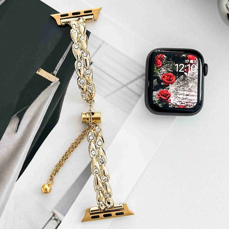 For Apple Watch Ultra 49mm Rhinestone Peacock Metal Bracelet Watch Band(Gold) - free shipping - PMC TechLife - Order now!