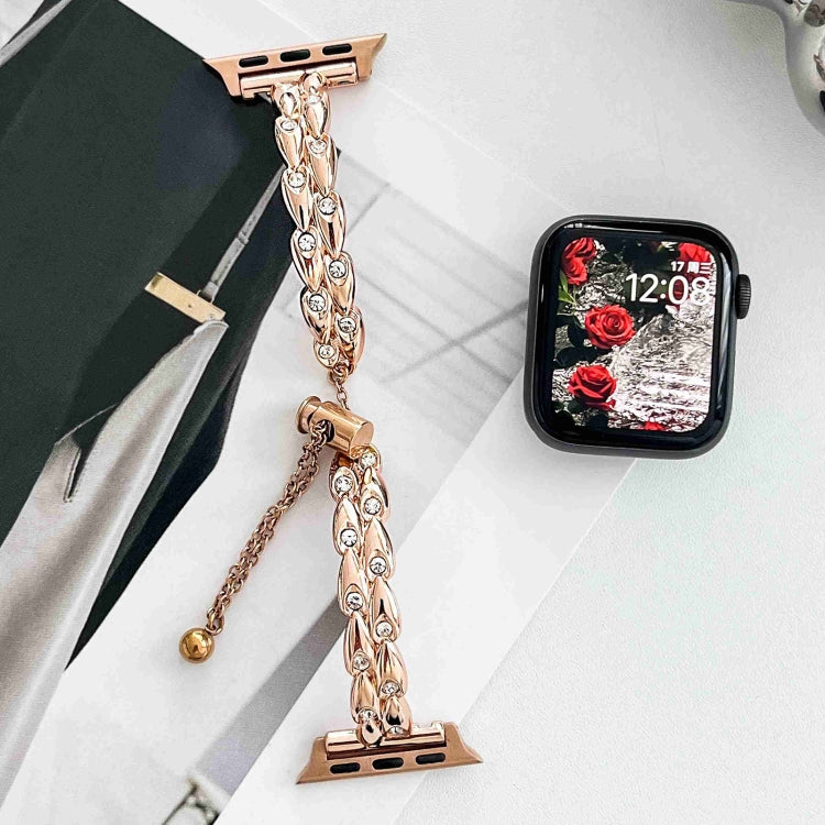 For Apple Watch Series 5 44mm Rhinestone Peacock Metal Bracelet Watch Band(Rose Gold) - free shipping - PMC TechLife - Order now!