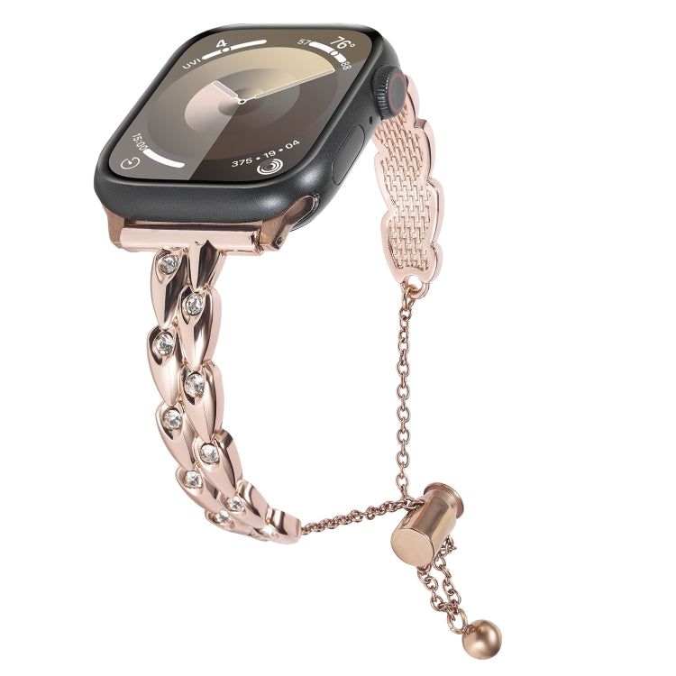 For Apple Watch Series 4 44mm Rhinestone Peacock Metal Bracelet Watch Band(Rose Gold) - free shipping - PMC TechLife - Order now!
