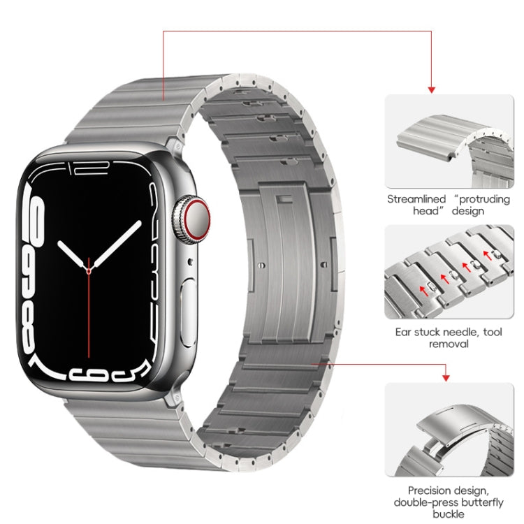 For Apple Watch Series 8 45mm PG65 Single Bead Bamboo Joint Spring Bars Titanium Metal Watch Band(Silver) - free shipping - PMc TechLife - Order now!