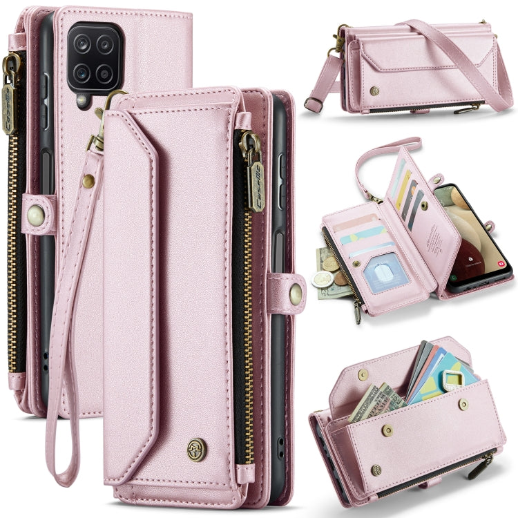 For Samsung Galaxy A12 5G CaseMe C36 Card Slots Zipper Wallet RFID Anti-theft Leather Phone Case(Pink) - free shipping - PMC Jewellery - Order now!