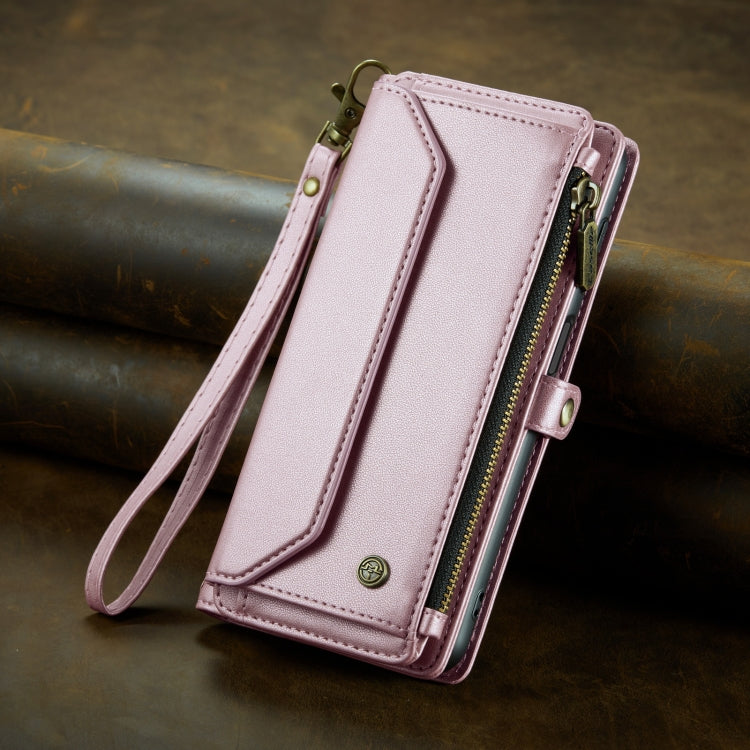 For Samsung Galaxy A12 5G CaseMe C36 Card Slots Zipper Wallet RFID Anti-theft Leather Phone Case(Pink) - free shipping - PMC Jewellery - Order now!