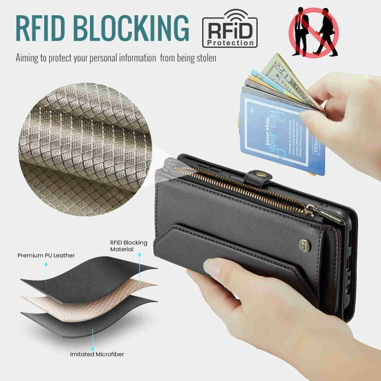 For Samsung Galaxy A13 5G / 4G CaseMe C36 Card Slots Zipper Wallet RFID Anti-theft Leather Phone Case(Black) - free shipping - PMC Jewellery - Order now!