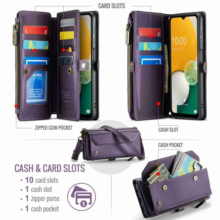 For Samsung Galaxy A13 5G / 4G CaseMe C36 Card Slots Zipper Wallet RFID Anti-theft Leather Phone Case(Purple) - free shipping - PMC Jewellery - Order now!