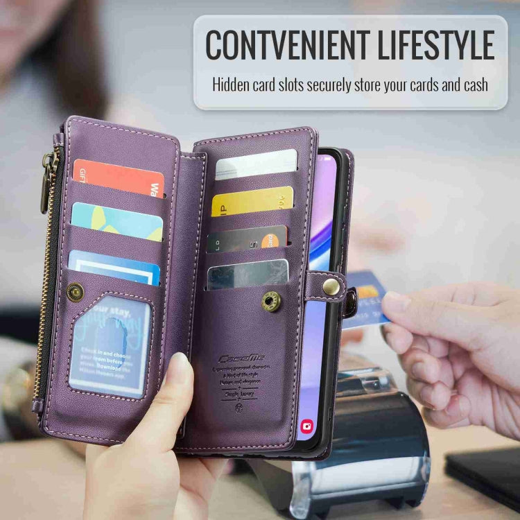For Samsung Galaxy A15 CaseMe C36 Card Slots Zipper Wallet RFID Anti-theft Leather Phone Case(Purple) - free shipping - PMC Jewellery - Order now!