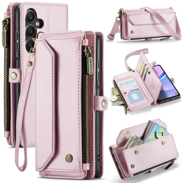 For Samsung Galaxy A15 CaseMe C36 Card Slots Zipper Wallet RFID Anti-theft Leather Phone Case(Pink) - free shipping - PMC Jewellery - Order now!