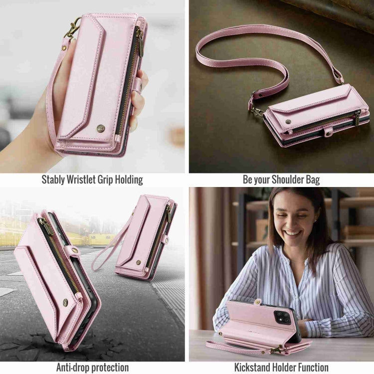 For Samsung Galaxy A22 5G CaseMe C36 Card Slots Zipper Wallet RFID Anti-theft Leather Phone Case(Pink) - Galaxy Phone Cases by CaseMe | Online Shopping South Africa | PMC Jewellery | Buy Now Pay Later Mobicred
