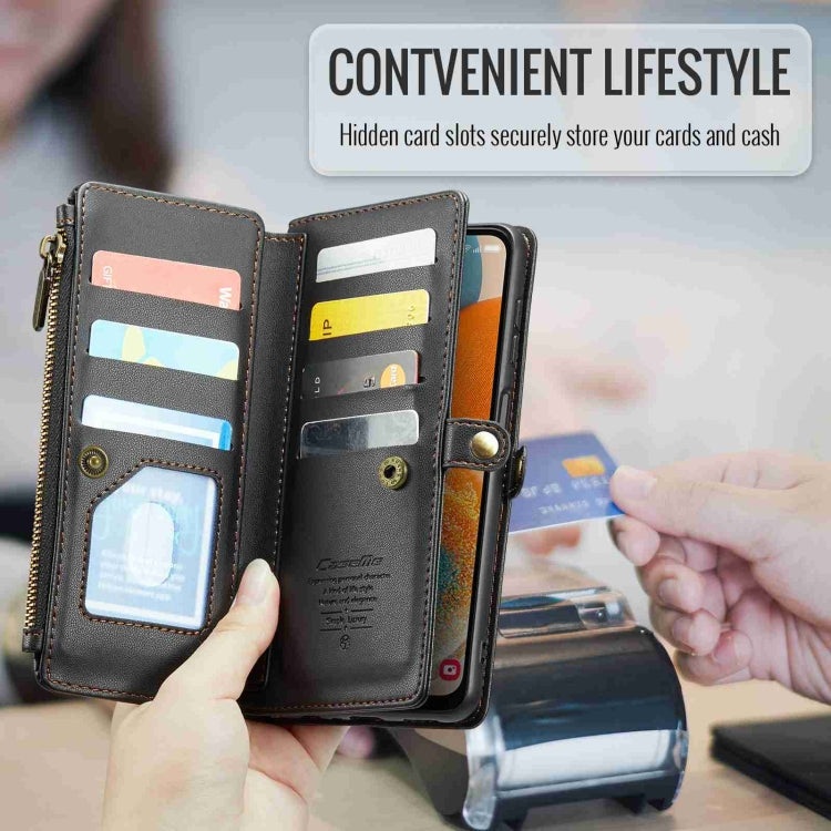 For Samsung Galaxy A23 CaseMe C36 Card Slots Zipper Wallet RFID Anti-theft Leather Phone Case(Black) - free shipping - PMC Jewellery - Order now!