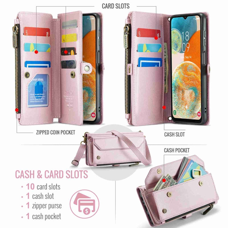 For Samsung Galaxy A23 CaseMe C36 Card Slots Zipper Wallet RFID Anti-theft Leather Phone Case(Pink) - free shipping - PMC Jewellery - Order now!
