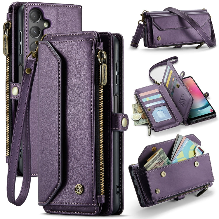 For Samsung Galaxy A24 CaseMe C36 Card Slots Zipper Wallet RFID Anti-theft Leather Phone Case(Purple) - free shipping - PMC Jewellery - Order now!