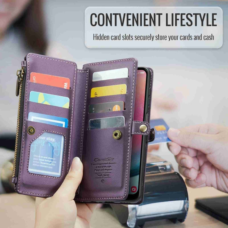 For Samsung Galaxy A24 CaseMe C36 Card Slots Zipper Wallet RFID Anti-theft Leather Phone Case(Purple) - free shipping - PMC Jewellery - Order now!