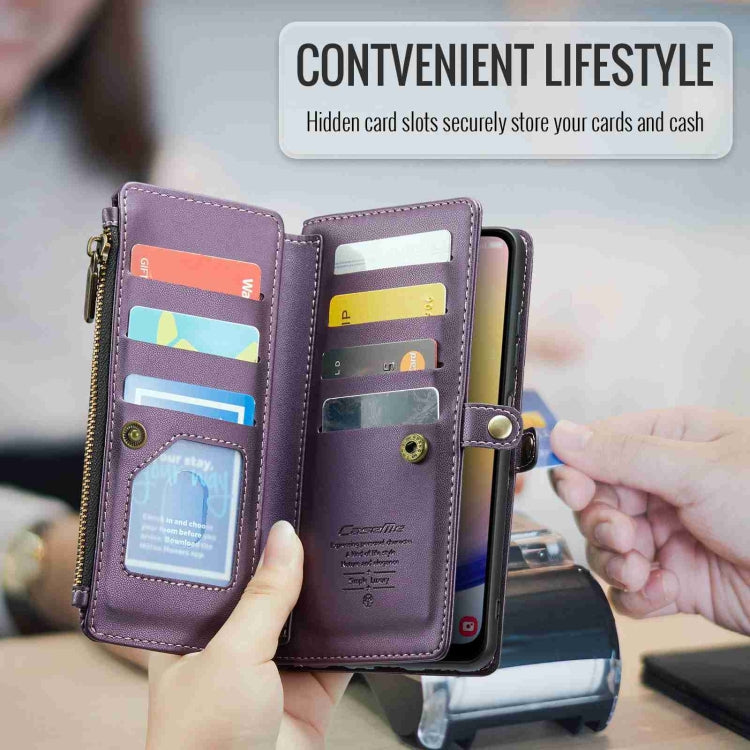 For Samsung Galaxy A25 CaseMe C36 Card Slots Zipper Wallet RFID Anti-theft Leather Phone Case(Purple) - free shipping - PMC Jewellery - Order now!