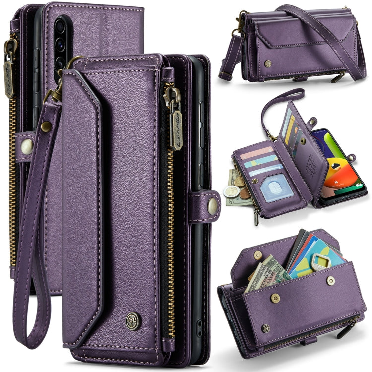 For Samsung Galaxy A30s / A50s / A50 CaseMe C36 Card Slots Zipper Wallet RFID Anti-theft Leather Phone Case(Purple) - free shipping - PMC Jewellery - Order now!