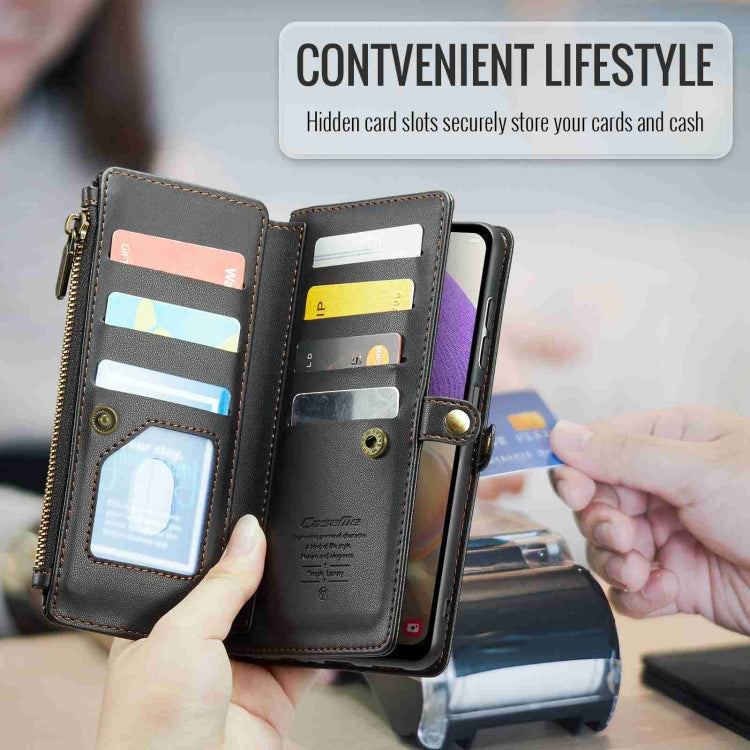 For Samsung Galaxy A32 5G CaseMe C36 Card Slots Zipper Wallet RFID Anti-theft Leather Phone Case(Black) - free shipping - PMC Jewellery - Order now!