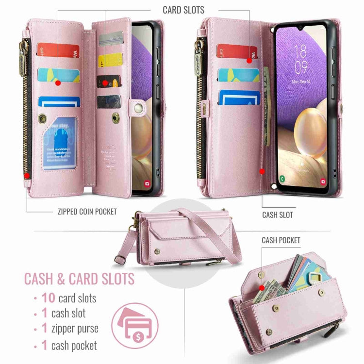 For Samsung Galaxy A32 5G CaseMe C36 Card Slots Zipper Wallet RFID Anti-theft Leather Phone Case(Pink) - free shipping - PMC Jewellery - Order now!